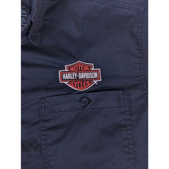 Harley Davidson Motorcycles Button Up Shirt Short Sleeve Biker Men's Logo Large - Picture 3 of 5